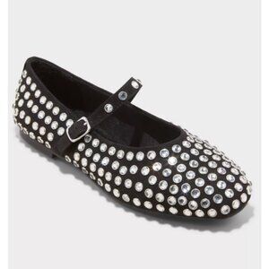 K-12 A New Day Size 8.5 Women's Issa Rhinestone Mary Jane Ballet Flats in Black